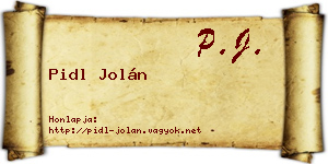 Pidl Jolán névjegykártya